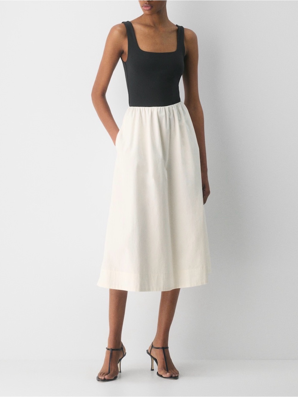 Aritzia Babaton Revive Poplin Dress Black/Ivory sz Medium
